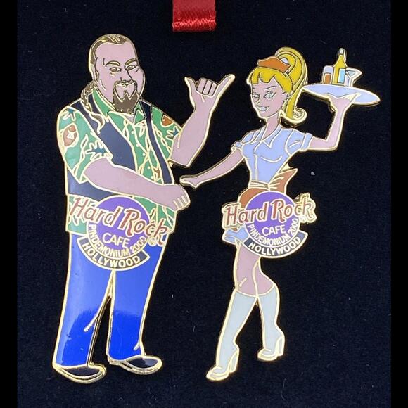 Hard Rock Cafe HOLLYWOOD PINDEMONIUM 2000 Dan & Server Set ~ in Gift Box - Picture 2 of 7